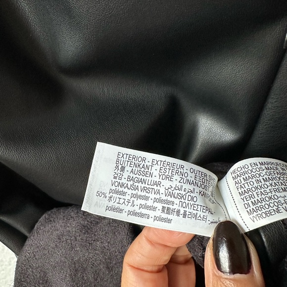 ZARA Black Faux Leather Assymetric Sleeveless Cinched Medium Dress BNWT - Picture 11 of 12